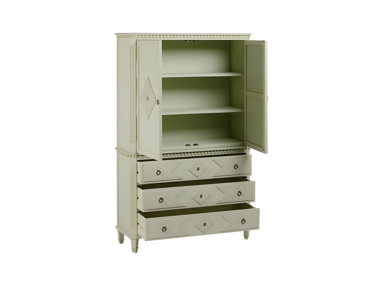 Armoire 2 portes 3 tiroirs Vert sauge - MIZZILA
