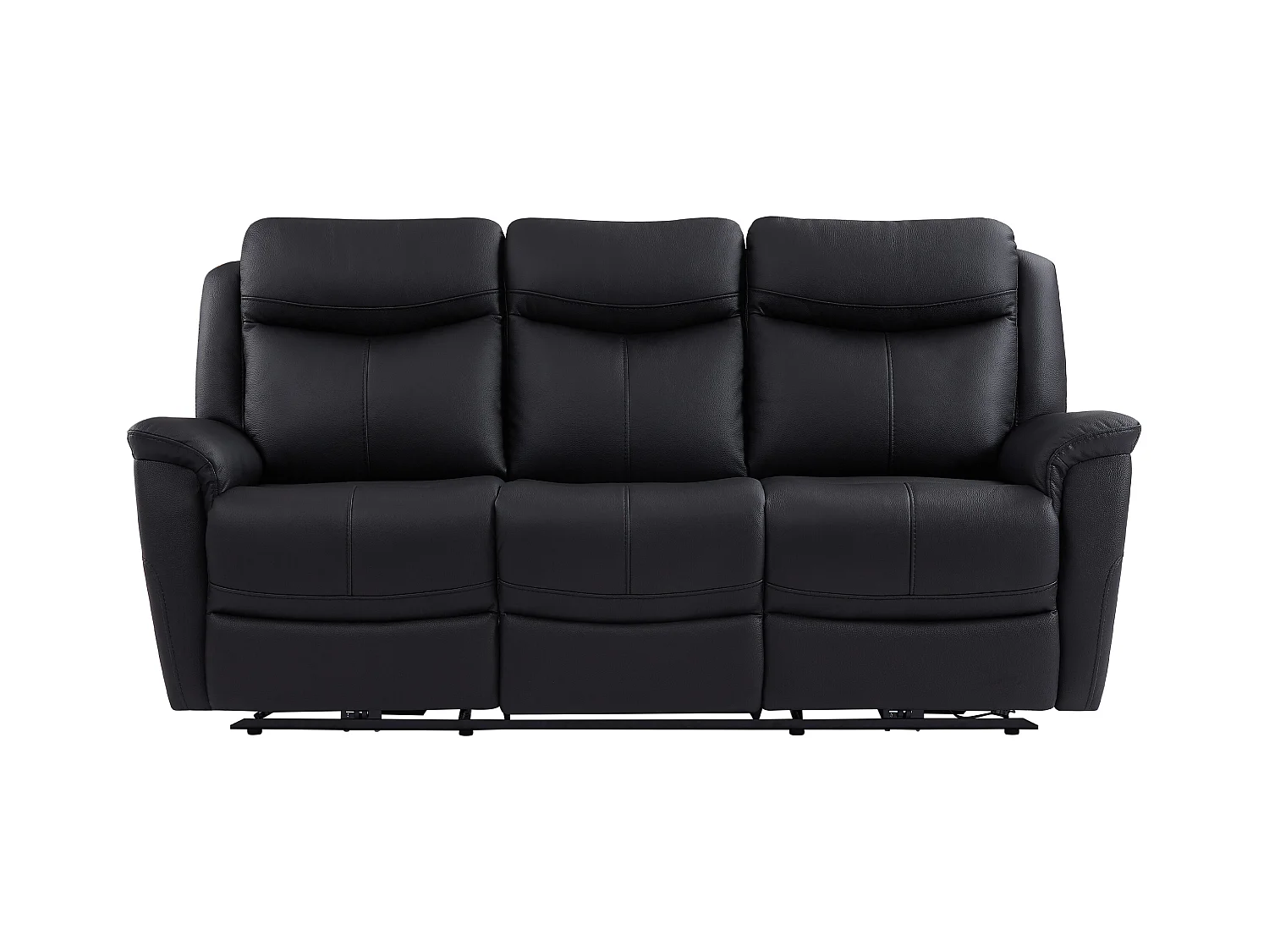 Kanapa 3-osobowa z elektryczną funkcją relax ze skóry bydlęcej w kolorze czarnym NOMAJO