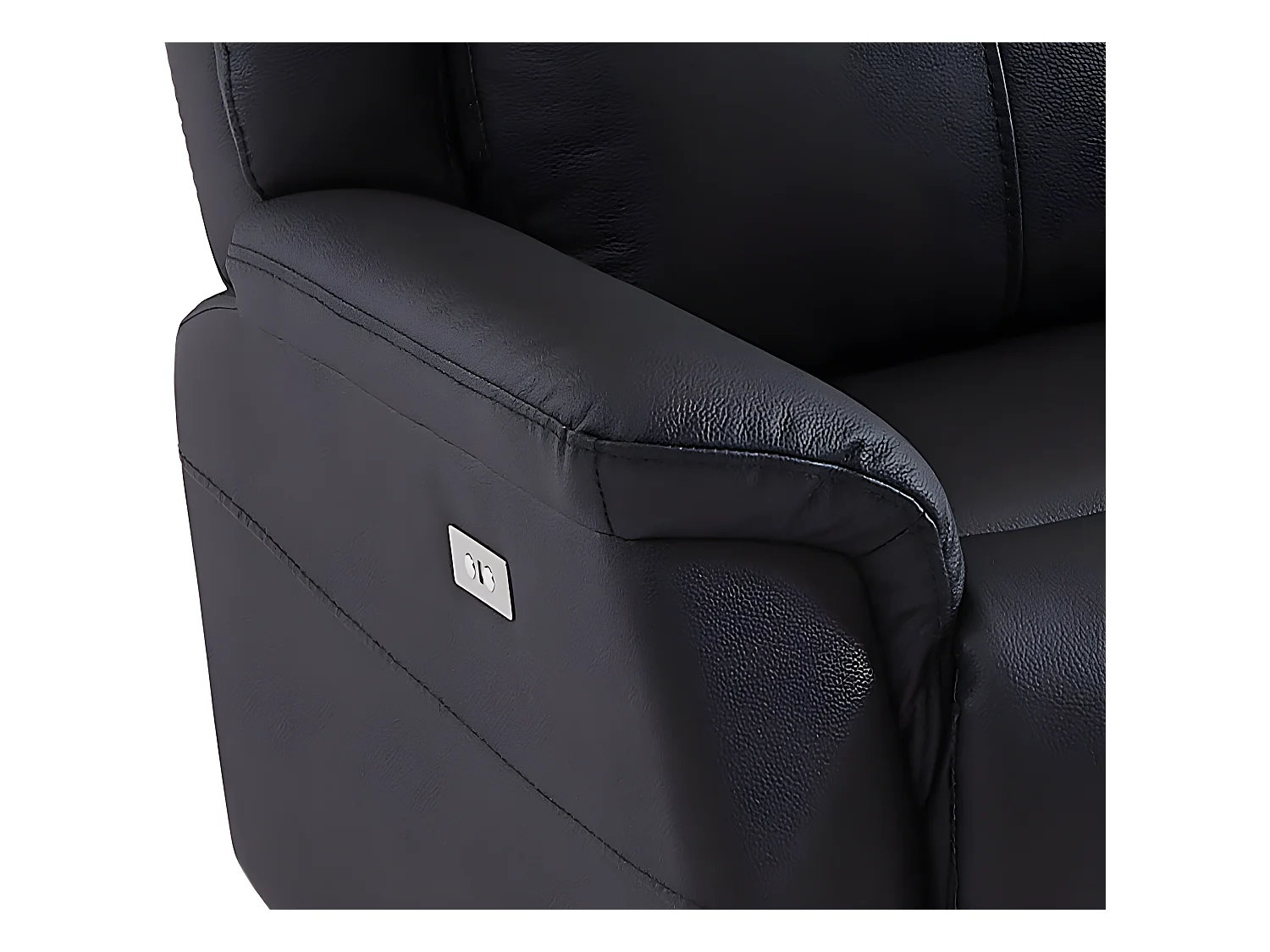 Divano 3 posti relax elettrico in Pelle di vacchetta Nera - NOMAJO