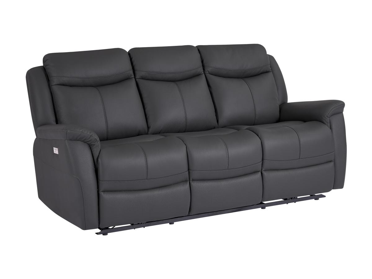 Relaxsofa 3-Sitzer elektrisch - Rindsleder - Anthrazitgrau - NOMAJO günstig online kaufen