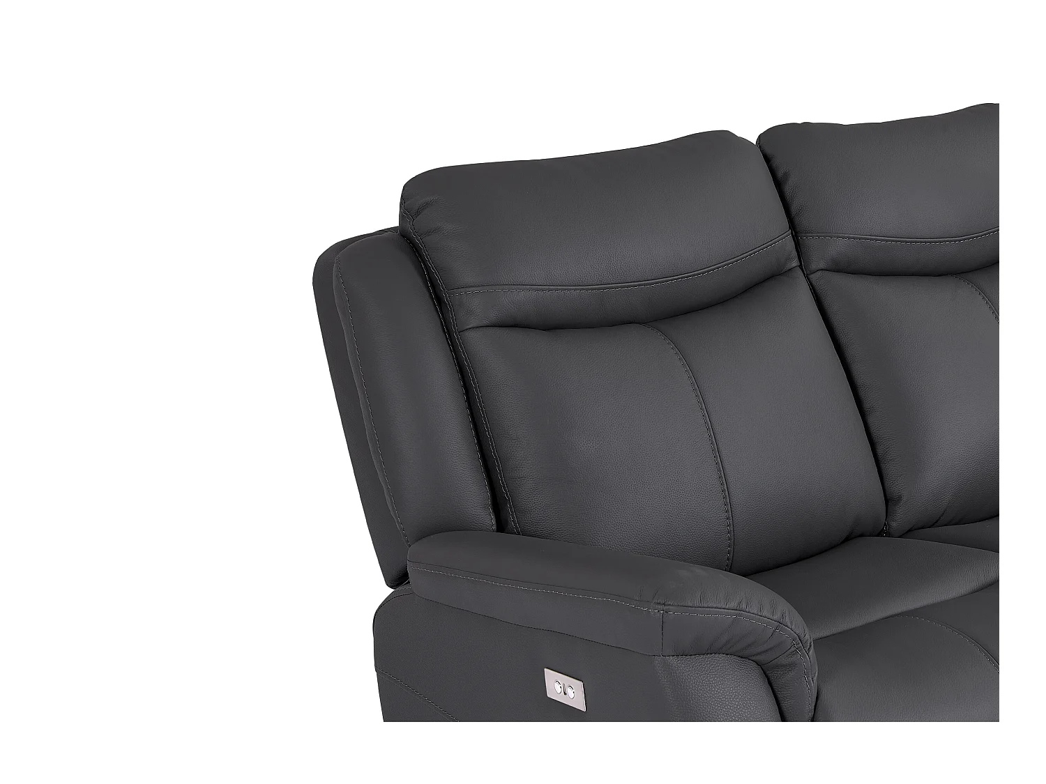 3-seters sofa med elektrisk avslapningsfunksjon i grått kuhudeskinn NOMAJO