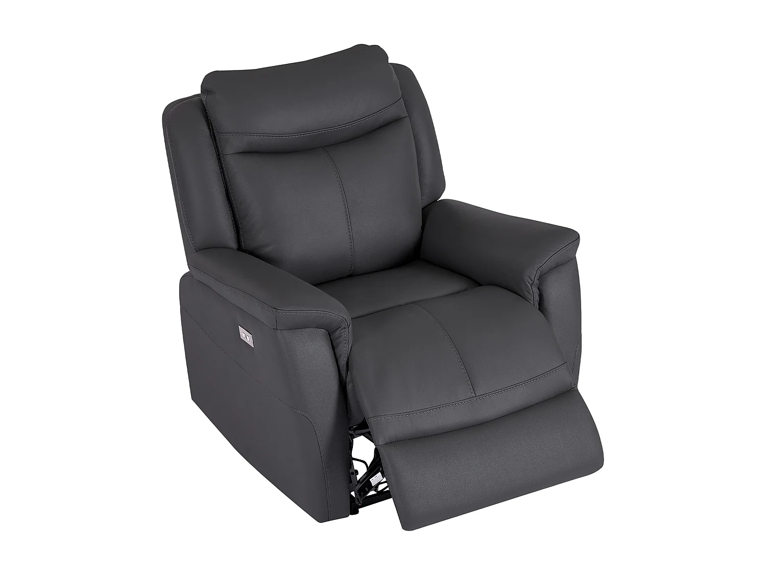 Elektrisk reclinerfåtölj i antracitgrått kalvläder NOMAJO