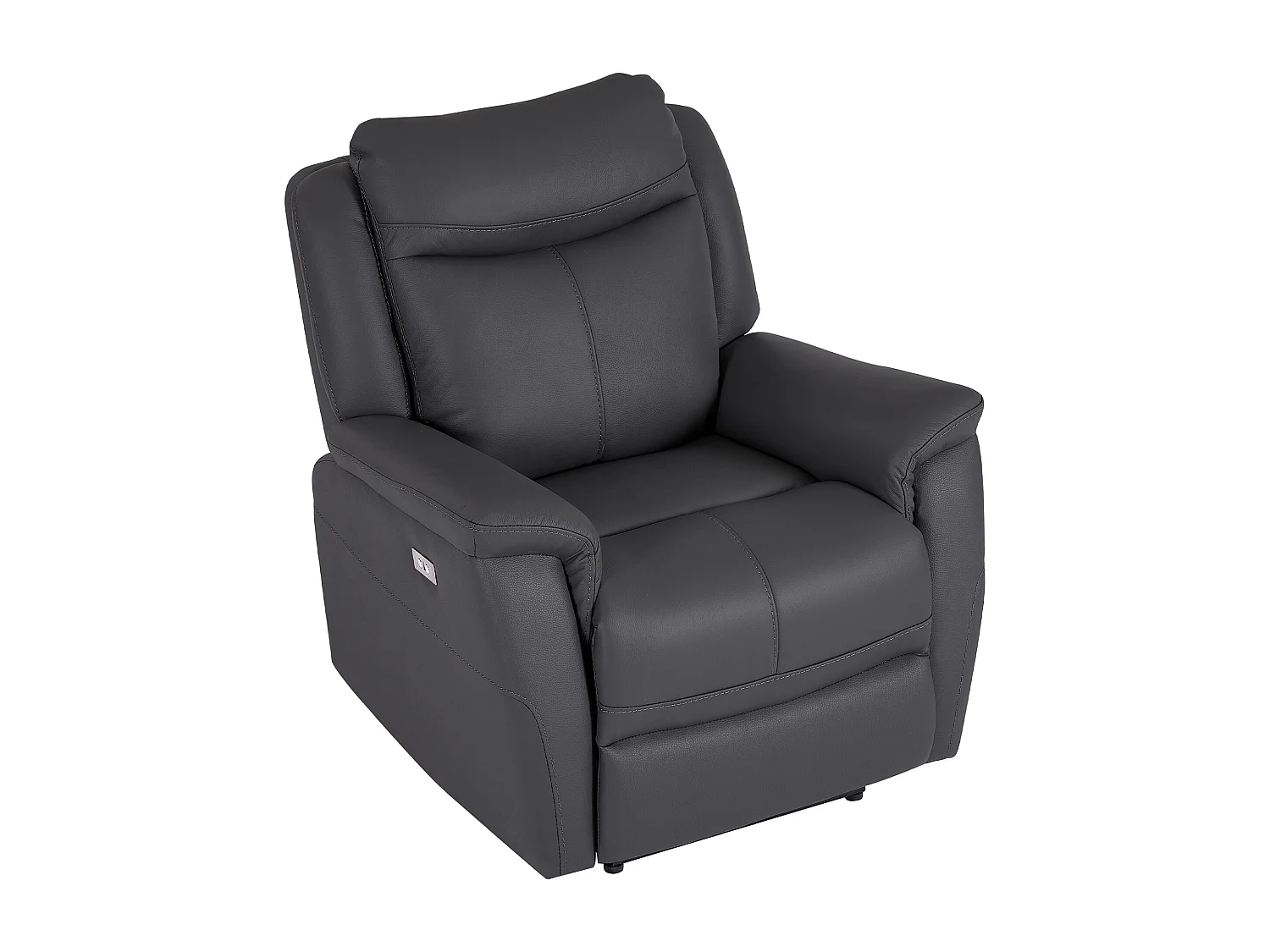 Elektrisk reclinerfåtölj i antracitgrått kalvläder NOMAJO