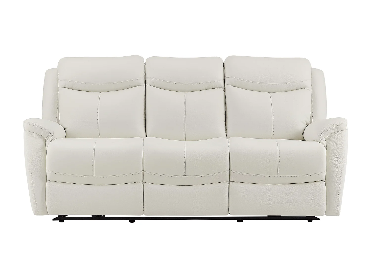 Canapé 3 places relax électrique en cuir de vachette blanc NOMAJO