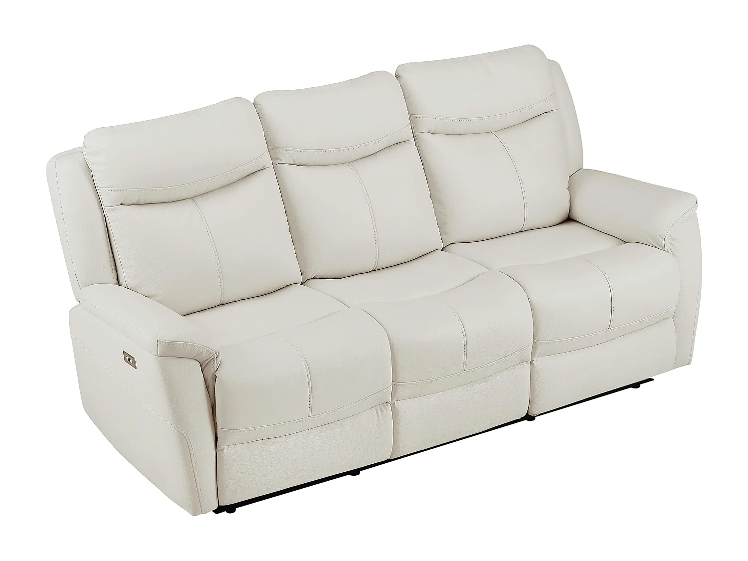 Canapé 3 places relax électrique en cuir de vachette blanc NOMAJO