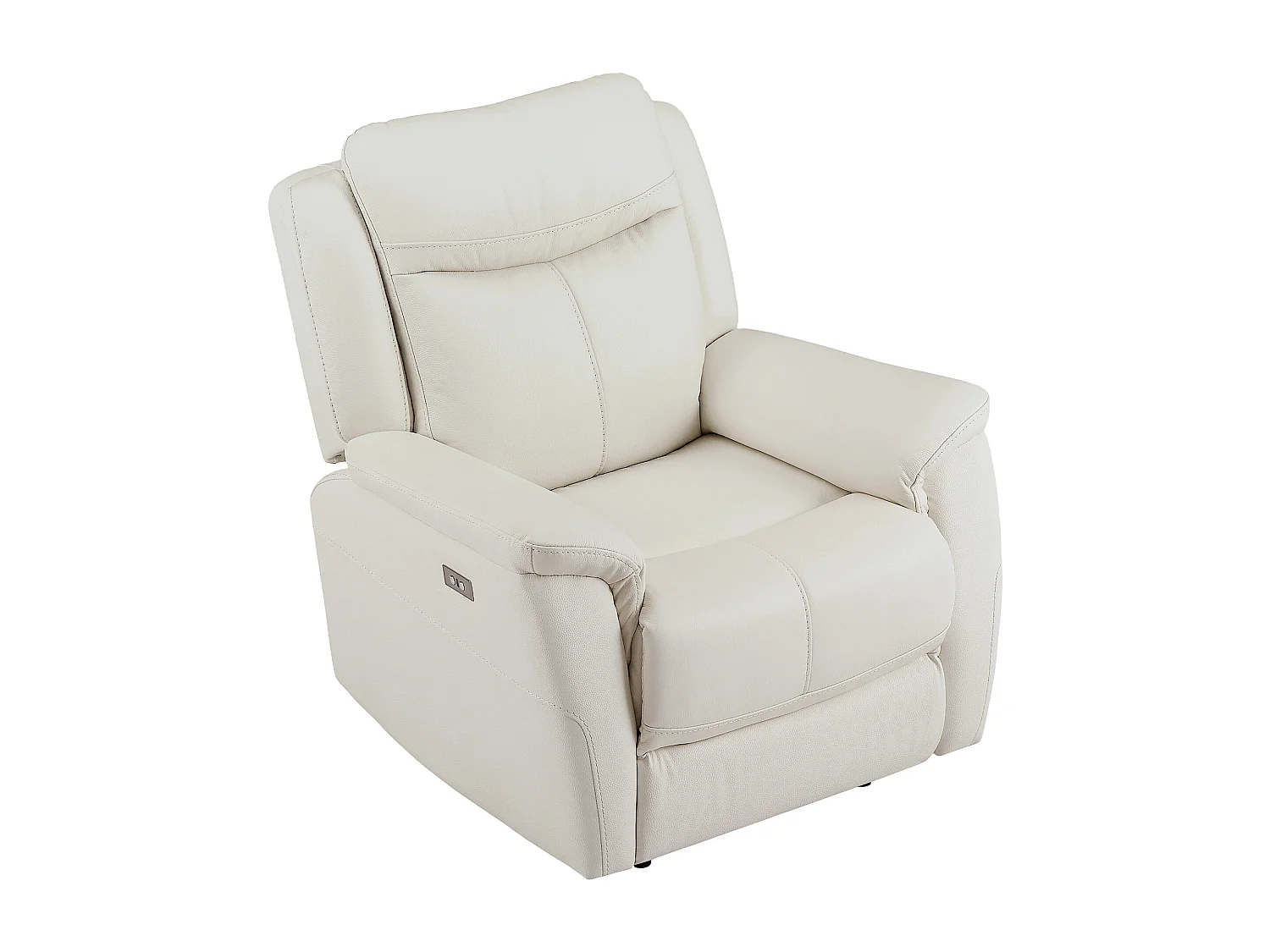 Fauteuil relax électrique en cuir de vachette blanc NOMAJO