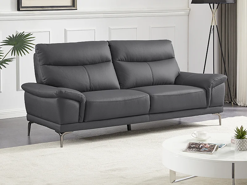 Sofa 3-Sitzer - Leder - Anthrazit - ATESSO