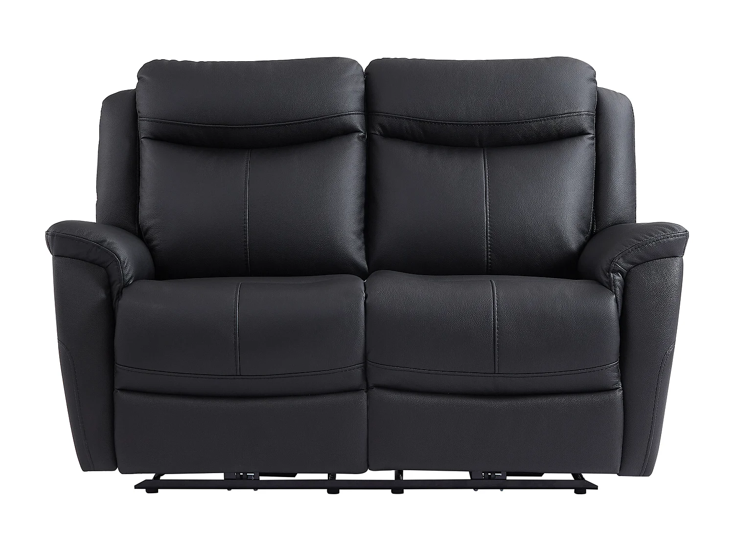 2-sits elektrisk reclinerfåtölj i svart kalvläder NOMAJO