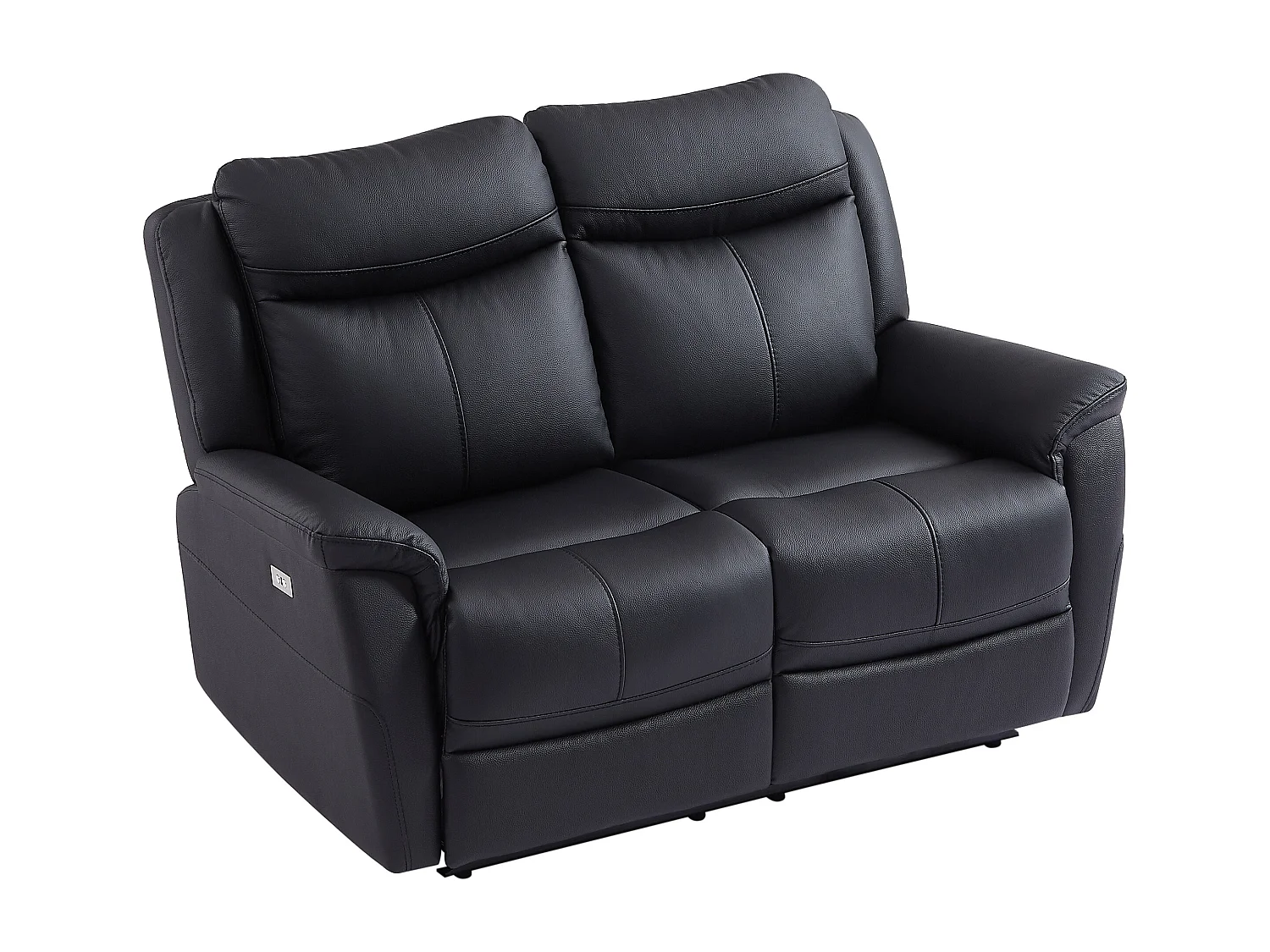 2-sits elektrisk reclinerfåtölj i svart kalvläder NOMAJO