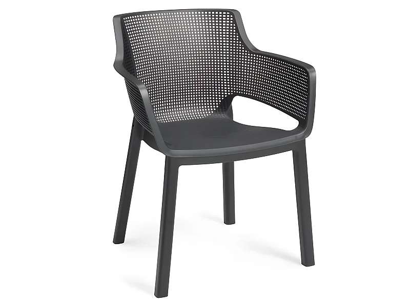 Lots de 6 Fauteuils monoblocs - empilables en résine de synthese - forme cabriolet - finition 3D (Mesh) -co - ALLIBERT BY