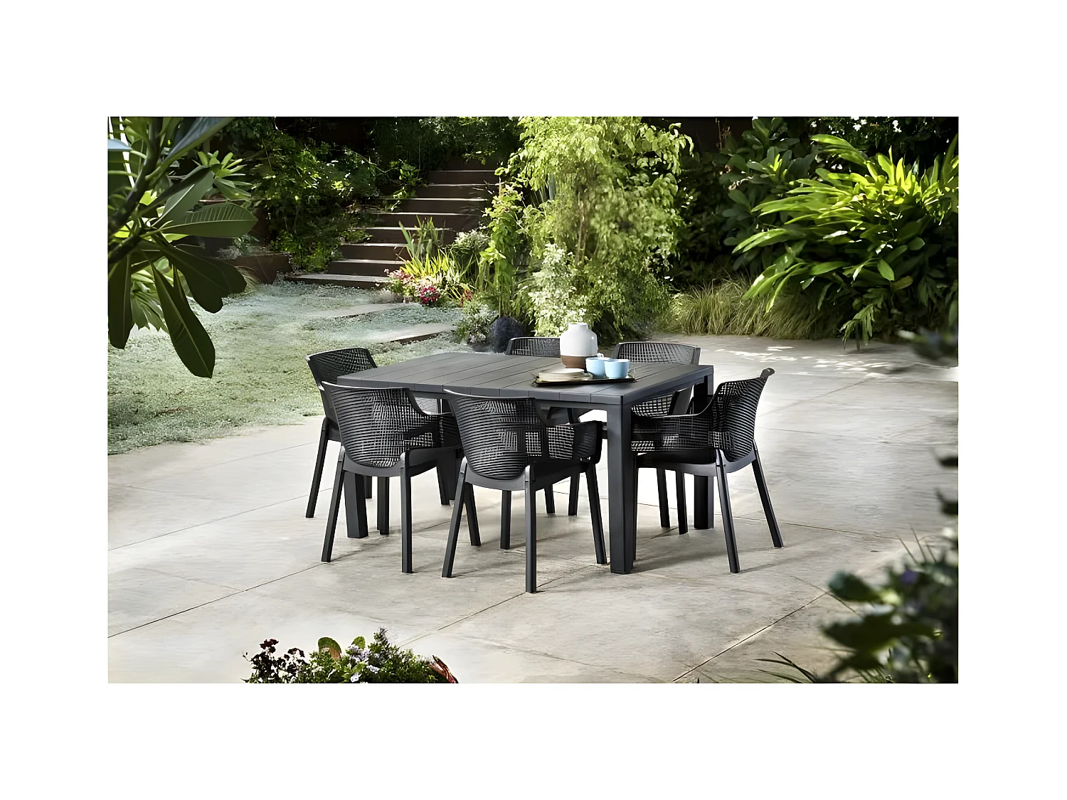 Set di 6 Sedie Elisa in Resina Sintetica Cabriolet Grafite