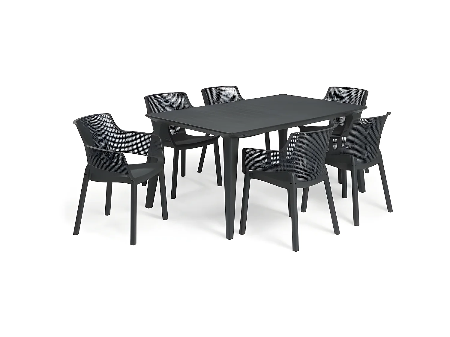 Set di 6 Sedie Elisa in Resina Sintetica Cabriolet Grafite