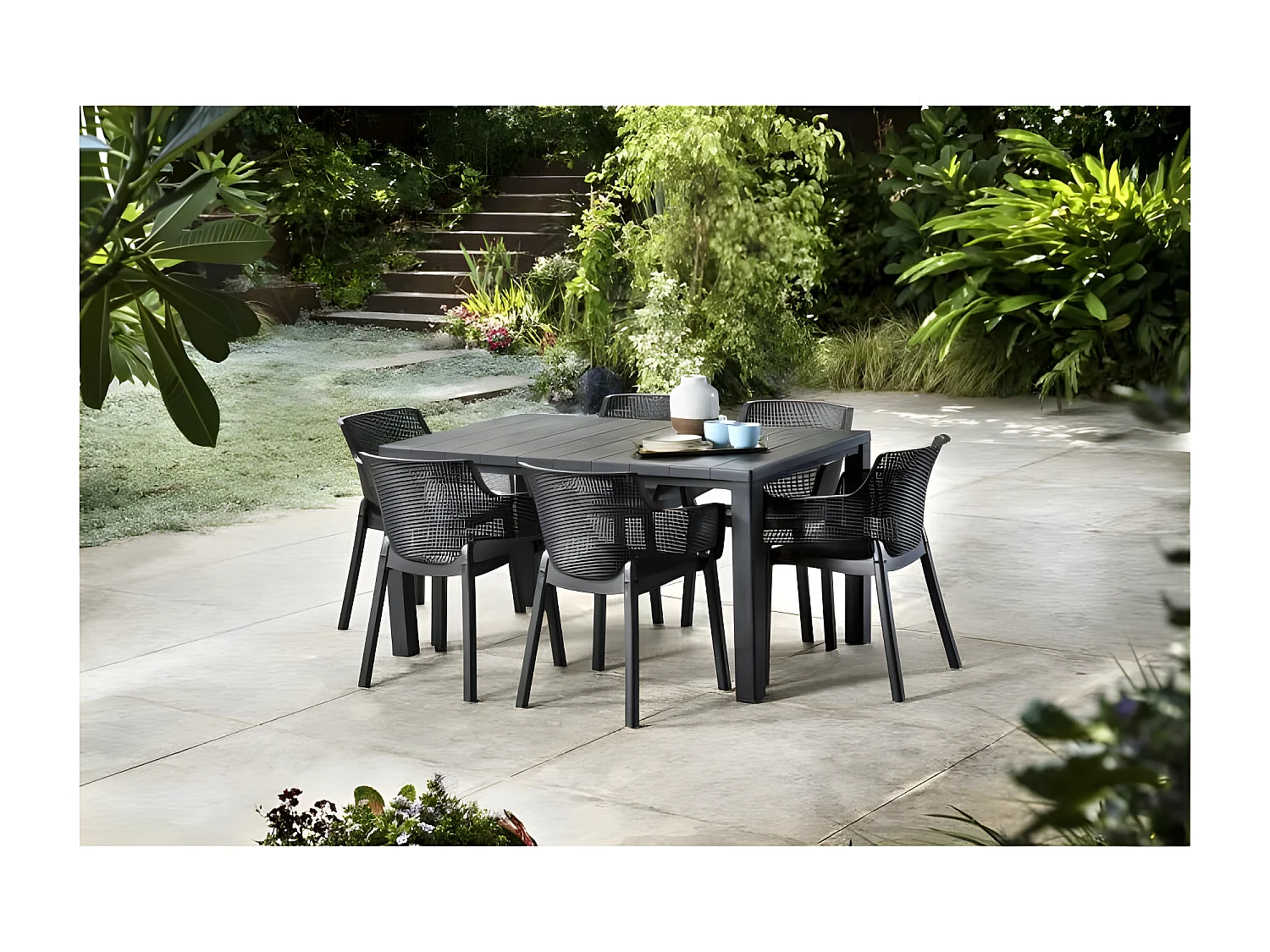 Set di 6 Sedie Elisa in Resina Sintetica Cabriolet Grafite