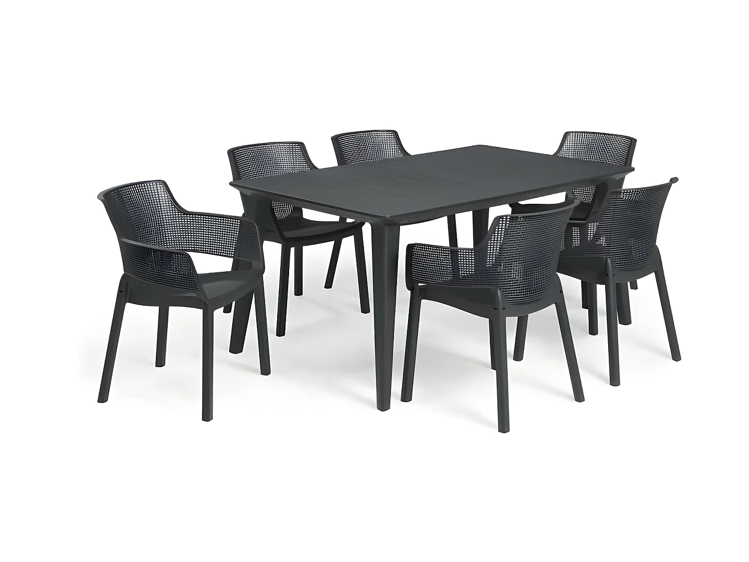 Set di 6 Sedie Elisa in Resina Sintetica Cabriolet Grafite