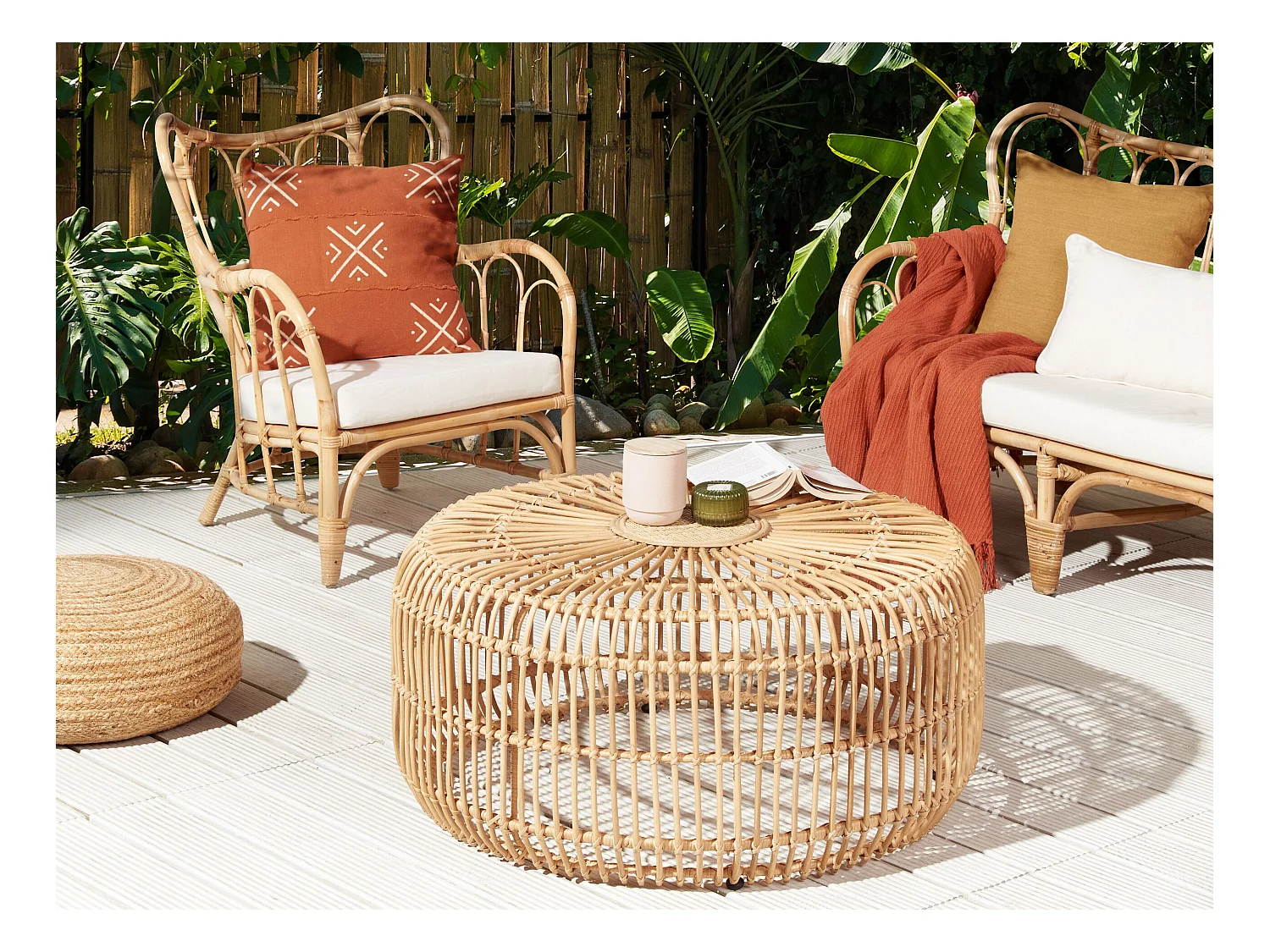 Table basse RANDAZZO Rotin Marron clair