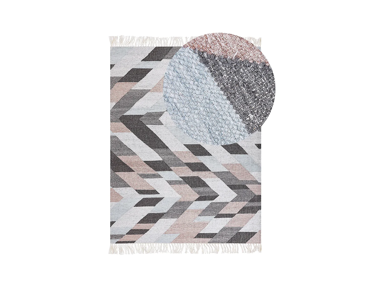 Teppich Jute mehrfarbig / bunt 160 x 230 cm geometrisches Muster Fransen Nakkas