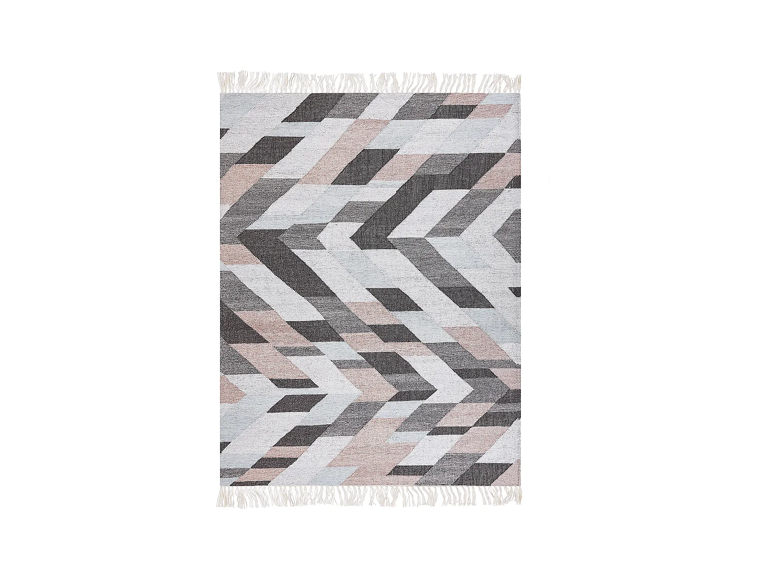 Teppich Jute mehrfarbig / bunt 160 x 230 cm geometrisches Muster Fransen Nakkas