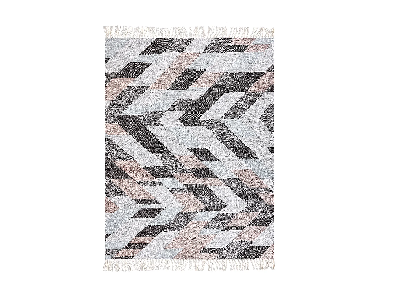 Teppich Jute mehrfarbig / bunt 160 x 230 cm geometrisches Muster Fransen Nakkas