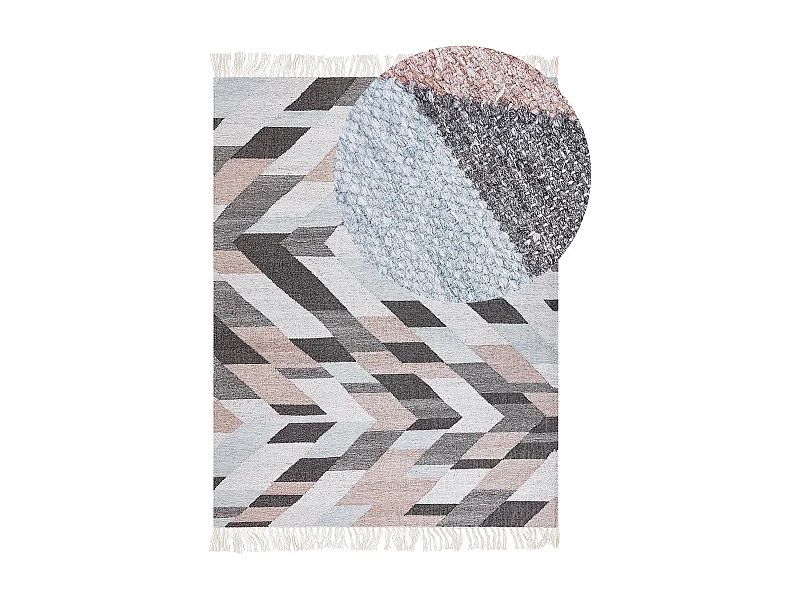 Teppich Jute mehrfarbig / bunt 160 x 230 cm geometrisches Muster Fransen Nakkas