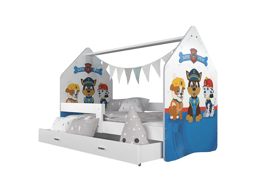 Lit Cabane DAILY 80x160 Blanc - Pat patrouille Livré avec le sommiers et tiroir.