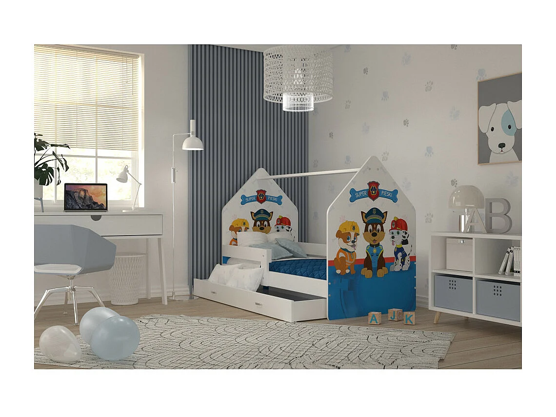 Lit Cabane DAILY 80x160 Blanc - Pat patrouille Livré avec le sommiers et tiroir.