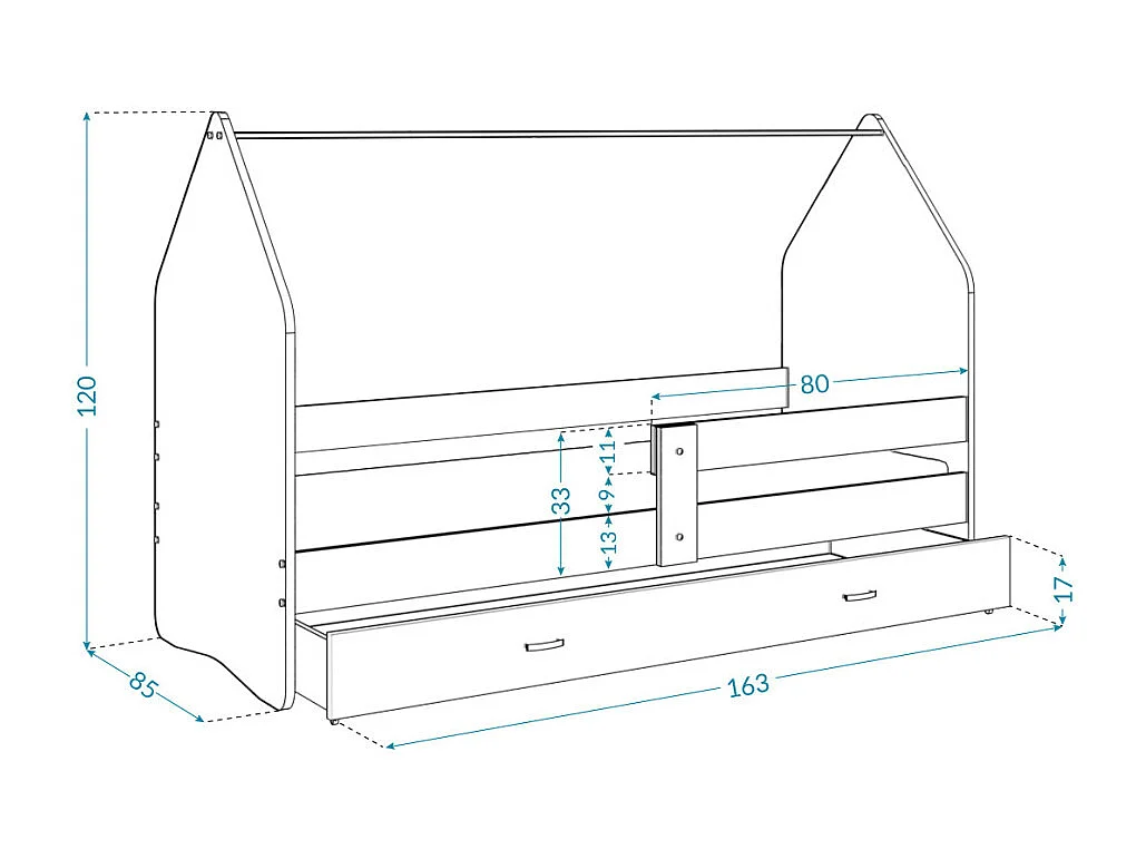 Lit Cabane DAILY 80x160 Blanc - Pat patrouille Livré avec le sommiers et tiroir.