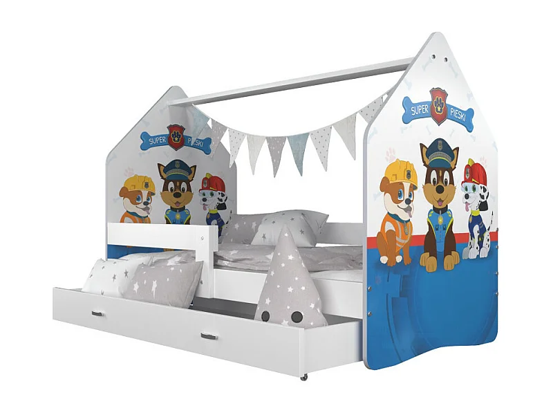 Lit Cabane DAILY 80x160 Blanc - Pat patrouille Livré avec le sommiers et tiroir.