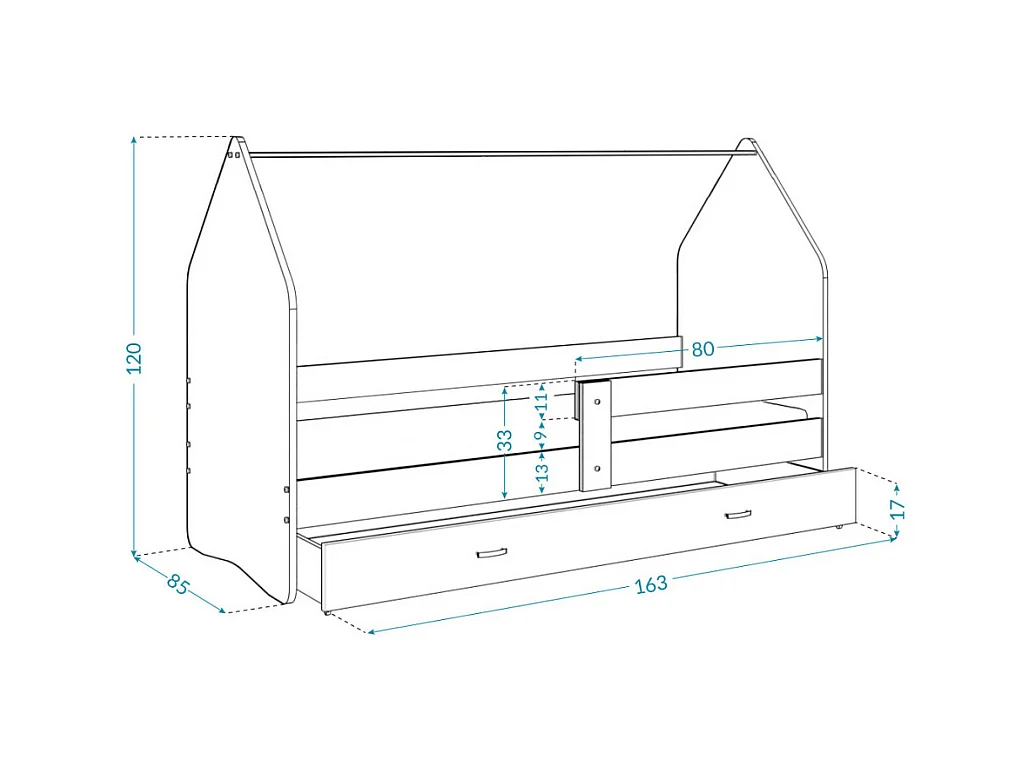 Lit Cabane DAILY 80x160 Blanc - Reine des neiges Livré avec le sommiers et tiroir.