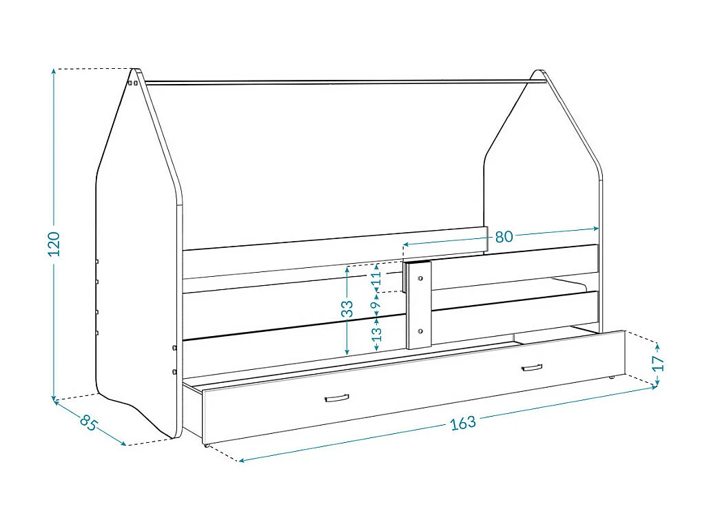 Lit Cabane DAILY 80x160 Blanc - Reine des neiges Livré avec le sommiers et tiroir.