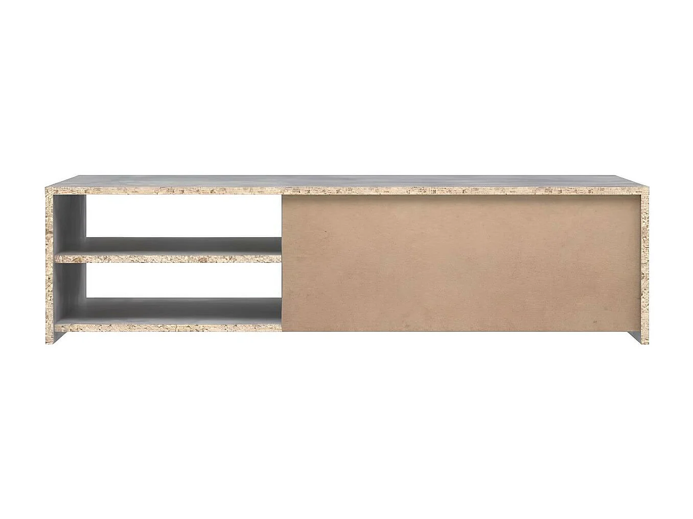 Meuble TV - Contemporain - Panneau de particules - Blanc/Béton Gris Clair - L 120 x P 42,1 x H 31,8 cm - PILVI