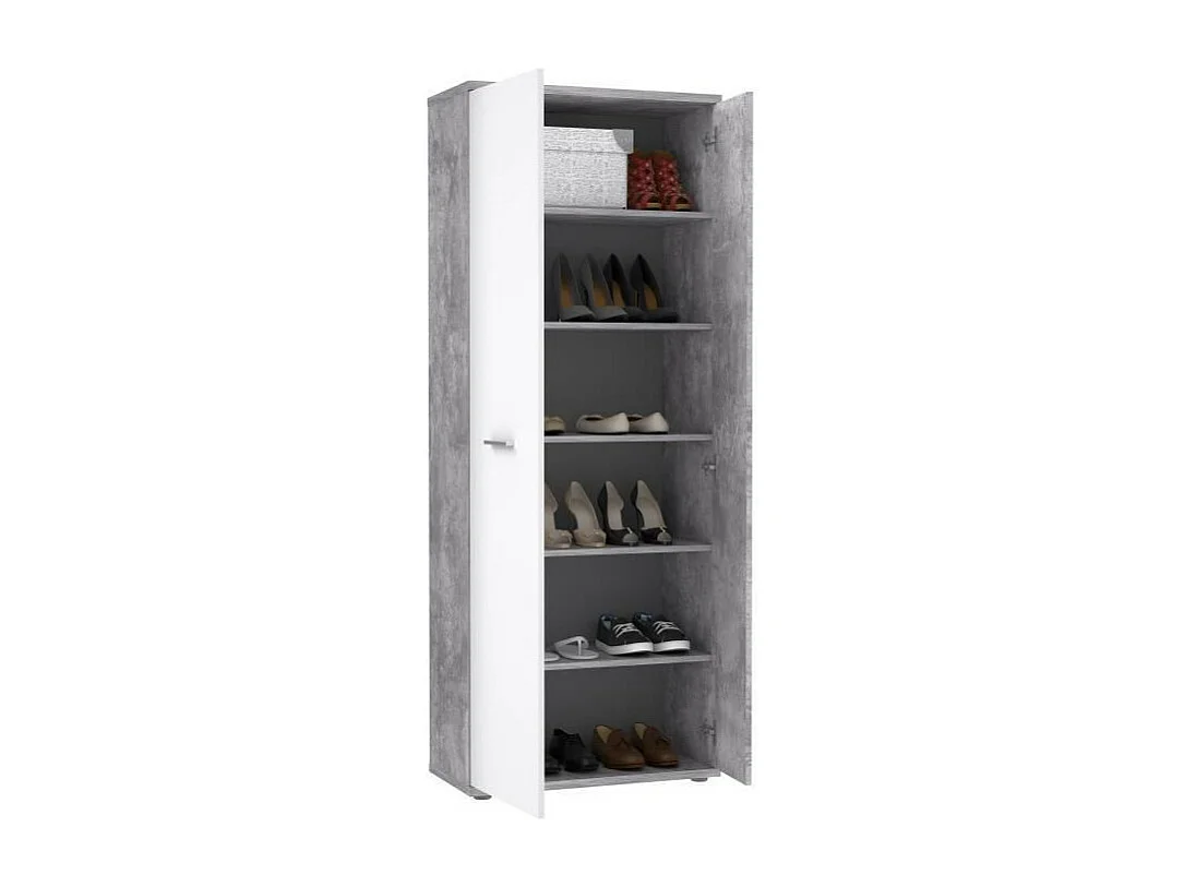 Armoire a chaussures style contemporain effet beton et blanc mat - L 69 cm