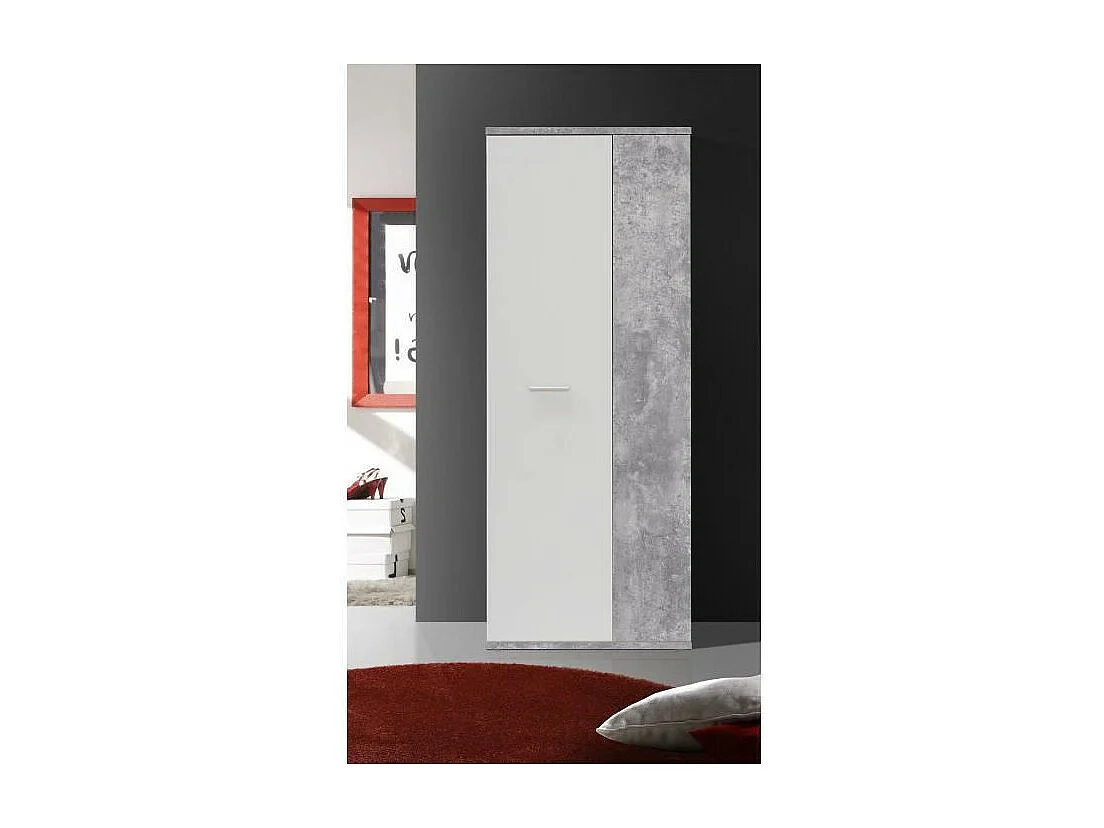 Armoire a chaussures style contemporain effet beton et blanc mat - L 69 cm