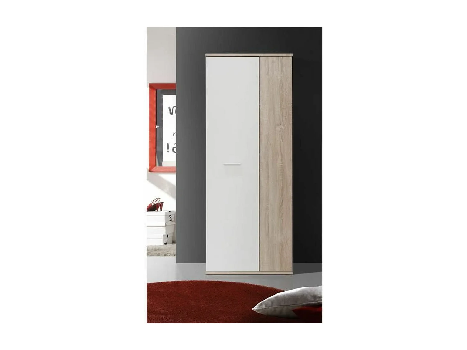 MISCA zapatero roble sonoma y blanco mate - 69 cm