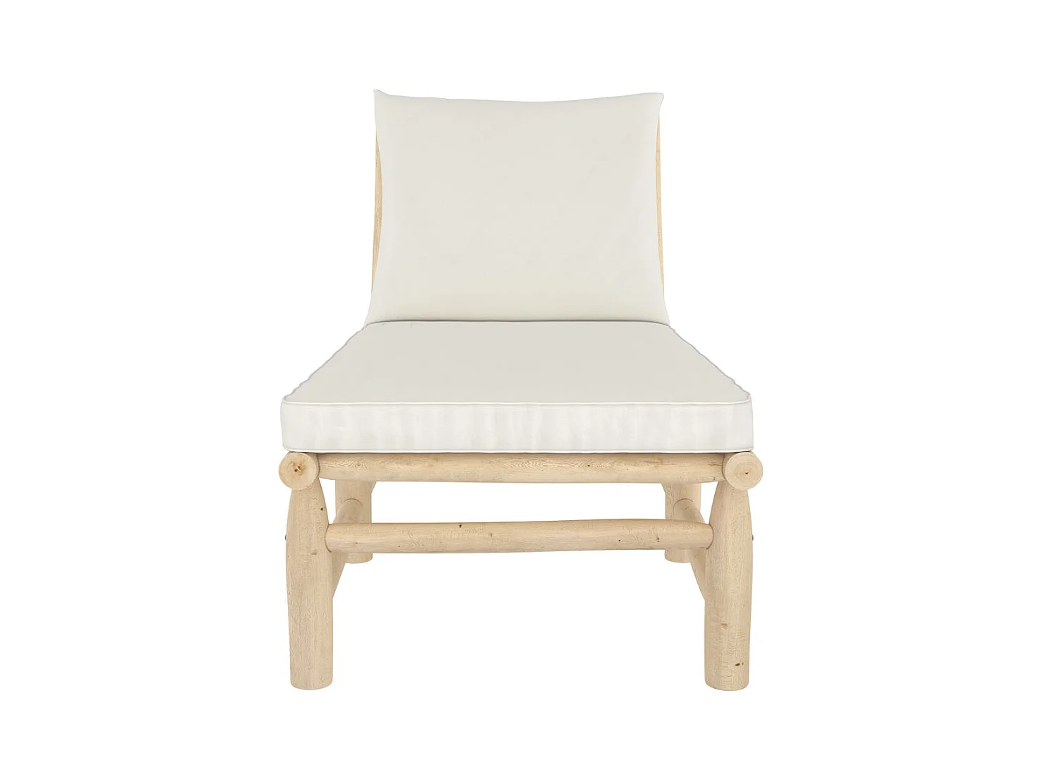 Transat en branche de teck et matelas blanc cassé - Makam