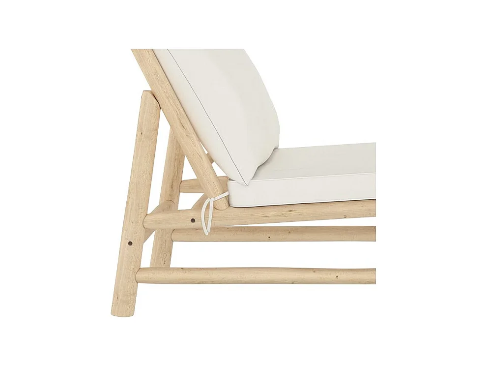 Transat en branche de teck et matelas blanc cassé - Makam