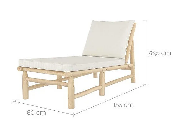 Silla de rama de teca con colchoneta blanca - Makam