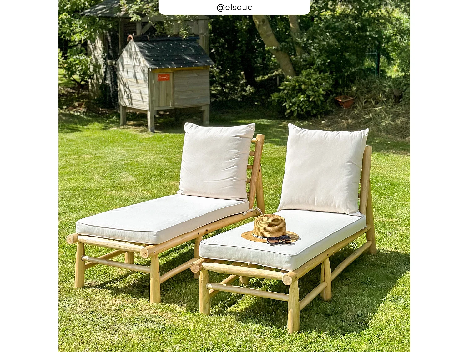 Silla de rama de teca con colchoneta blanca - Makam