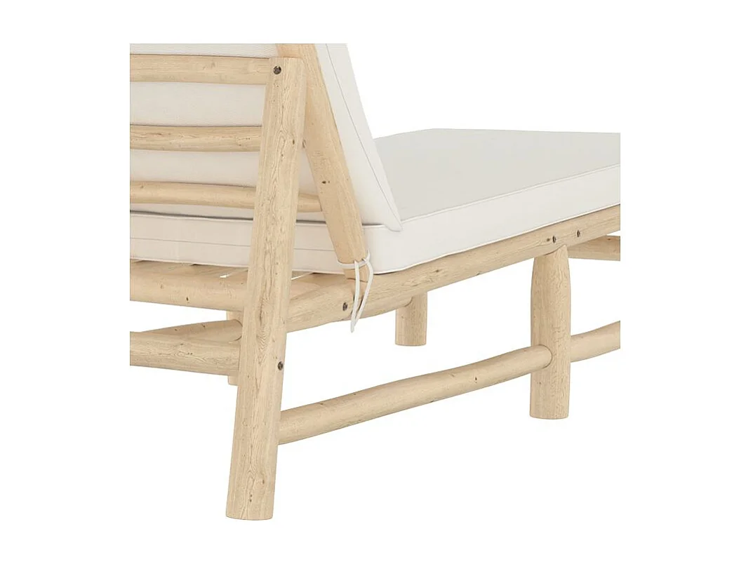 Transat en branche de teck et matelas blanc cassé - Makam