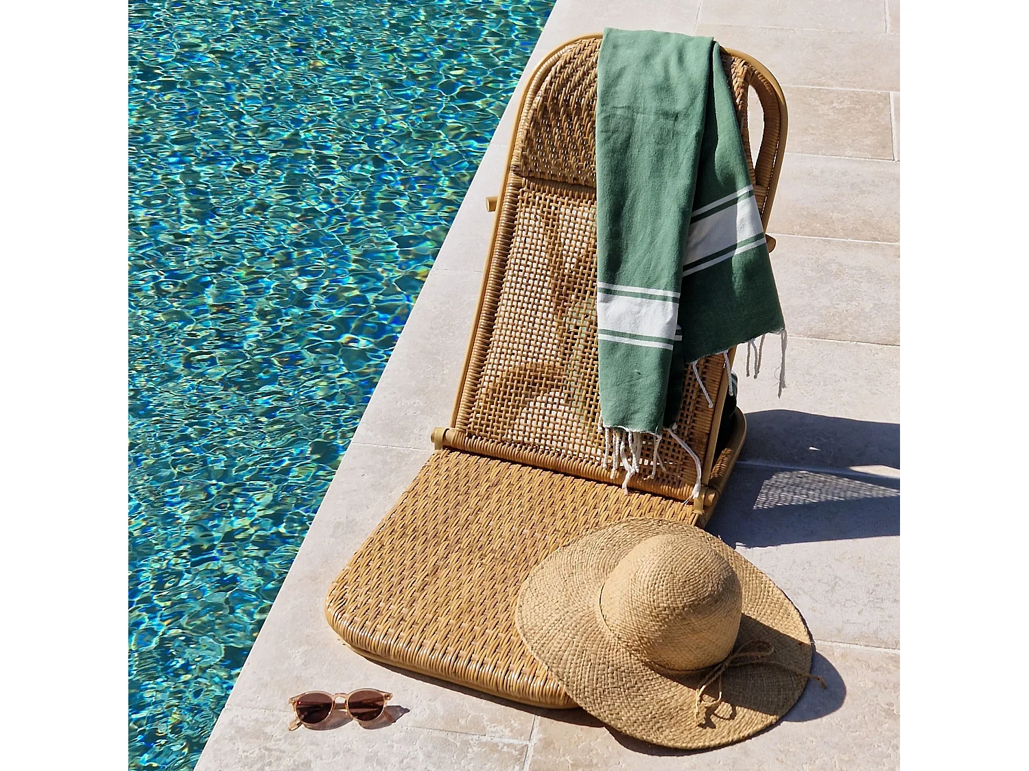 Chaise de plage pliable en rotin naturel - Favignana