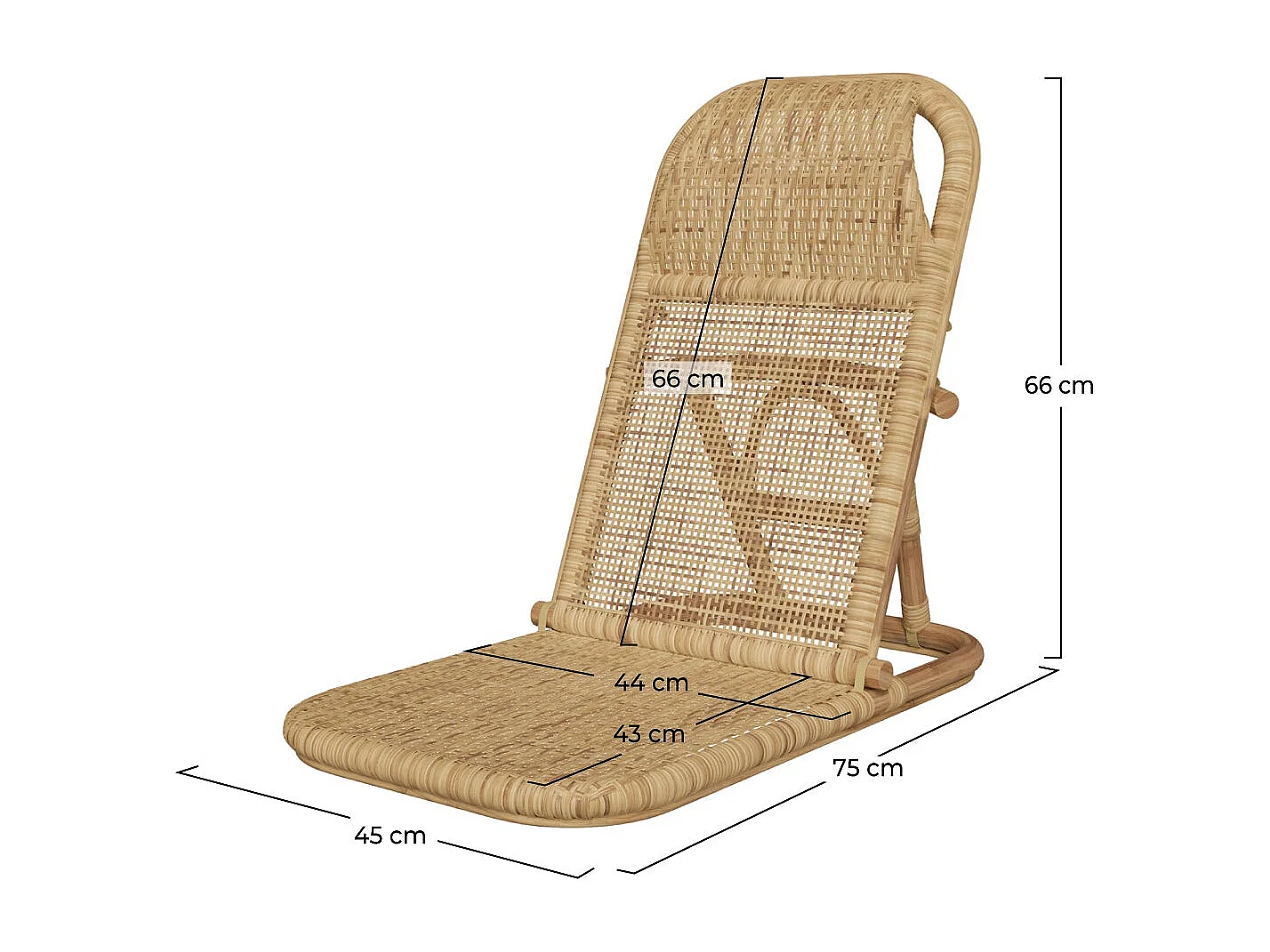 Chaise de plage pliable en rotin naturel - Favignana