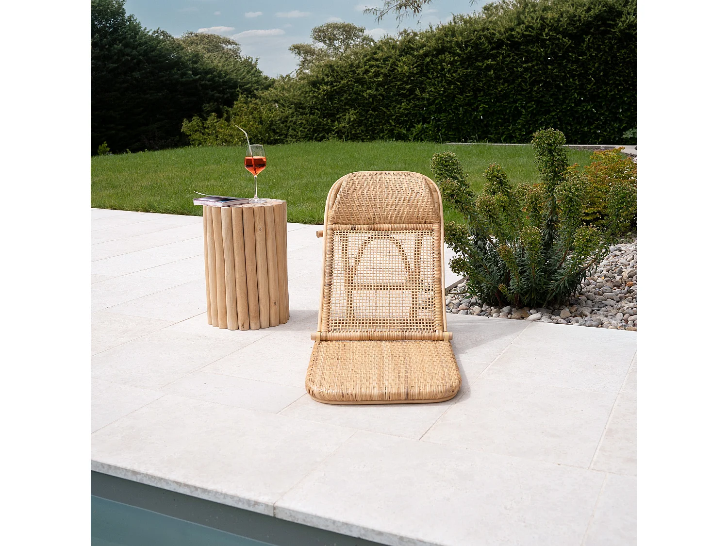 Chaise de plage pliable en rotin naturel - Favignana