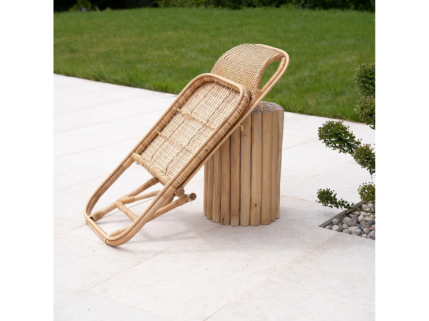 Chaise de plage pliable en rotin naturel - Favignana