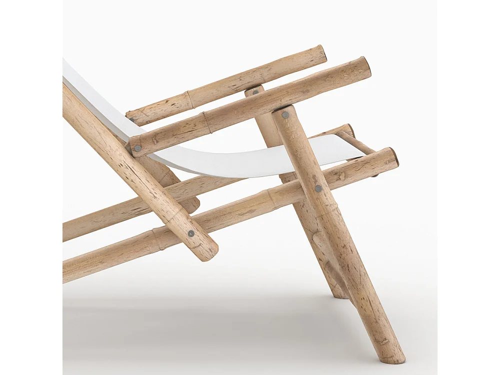 Silla de jardín de bambú y lona blanca - Vadella