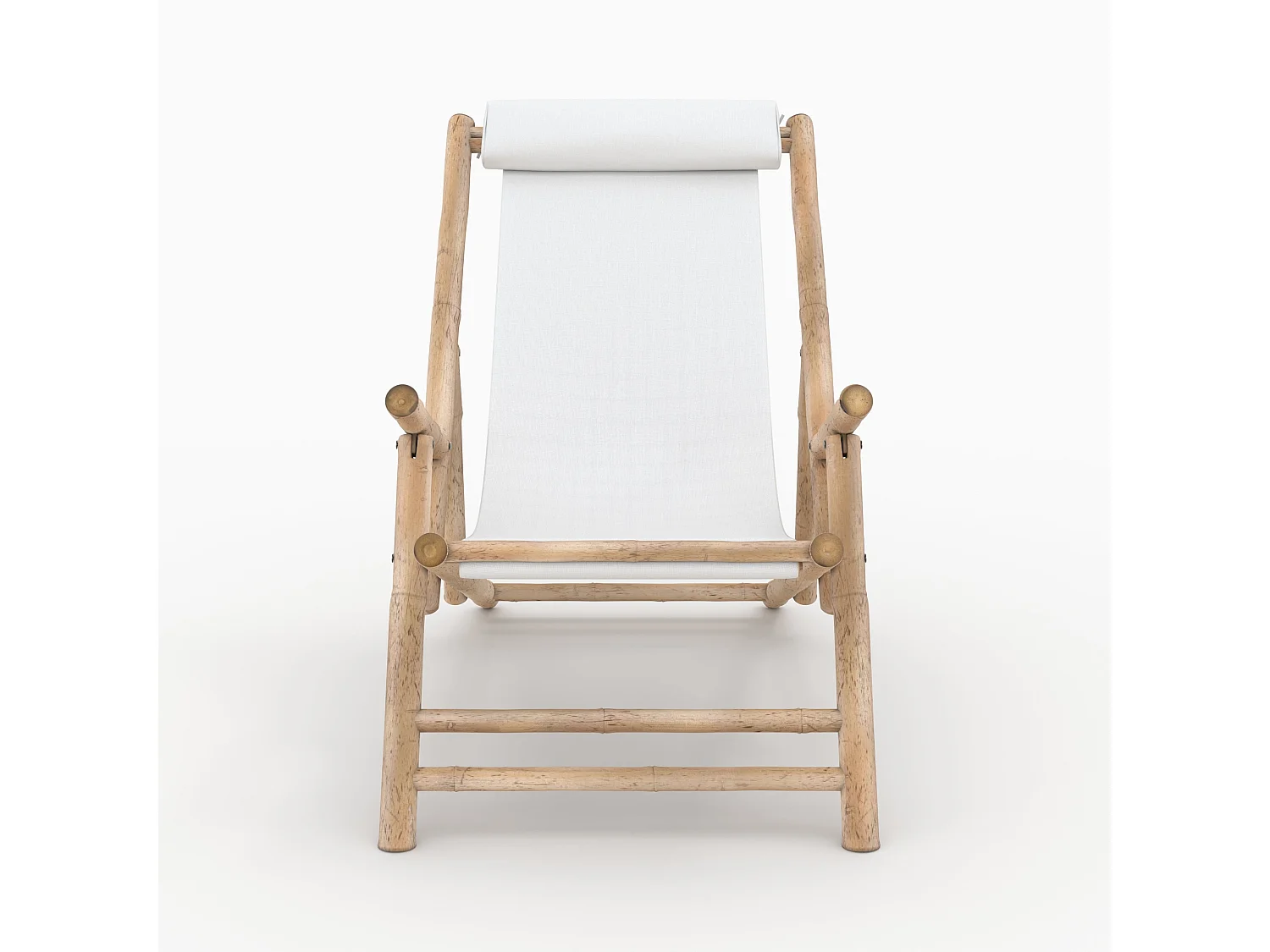 Silla de jardín de bambú y lona blanca - Vadella
