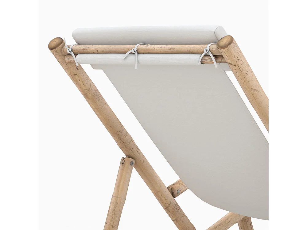 Silla de jardín de bambú y lona blanca - Vadella