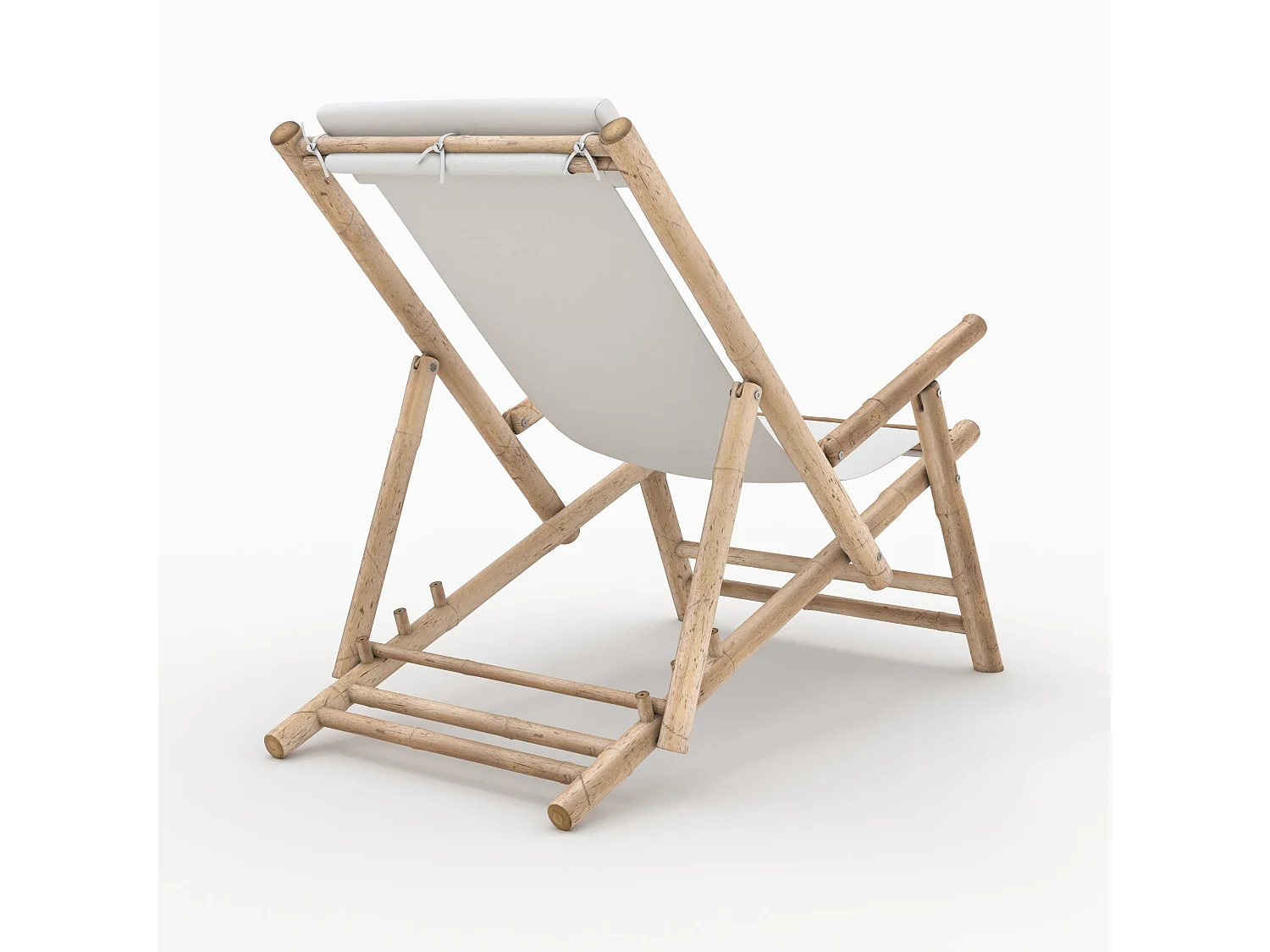 Silla de jardín de bambú y lona blanca - Vadella
