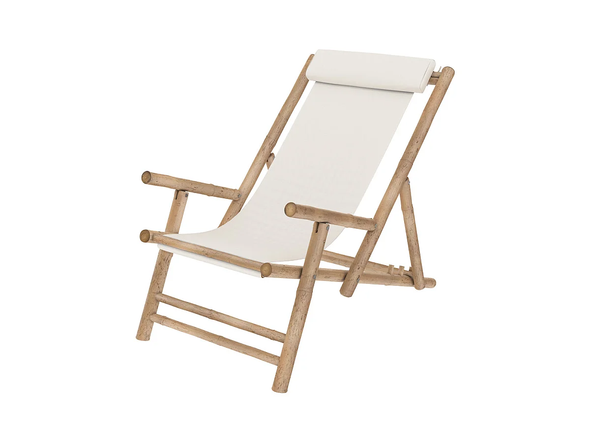 Silla de jardín de bambú y lona blanca - Vadella