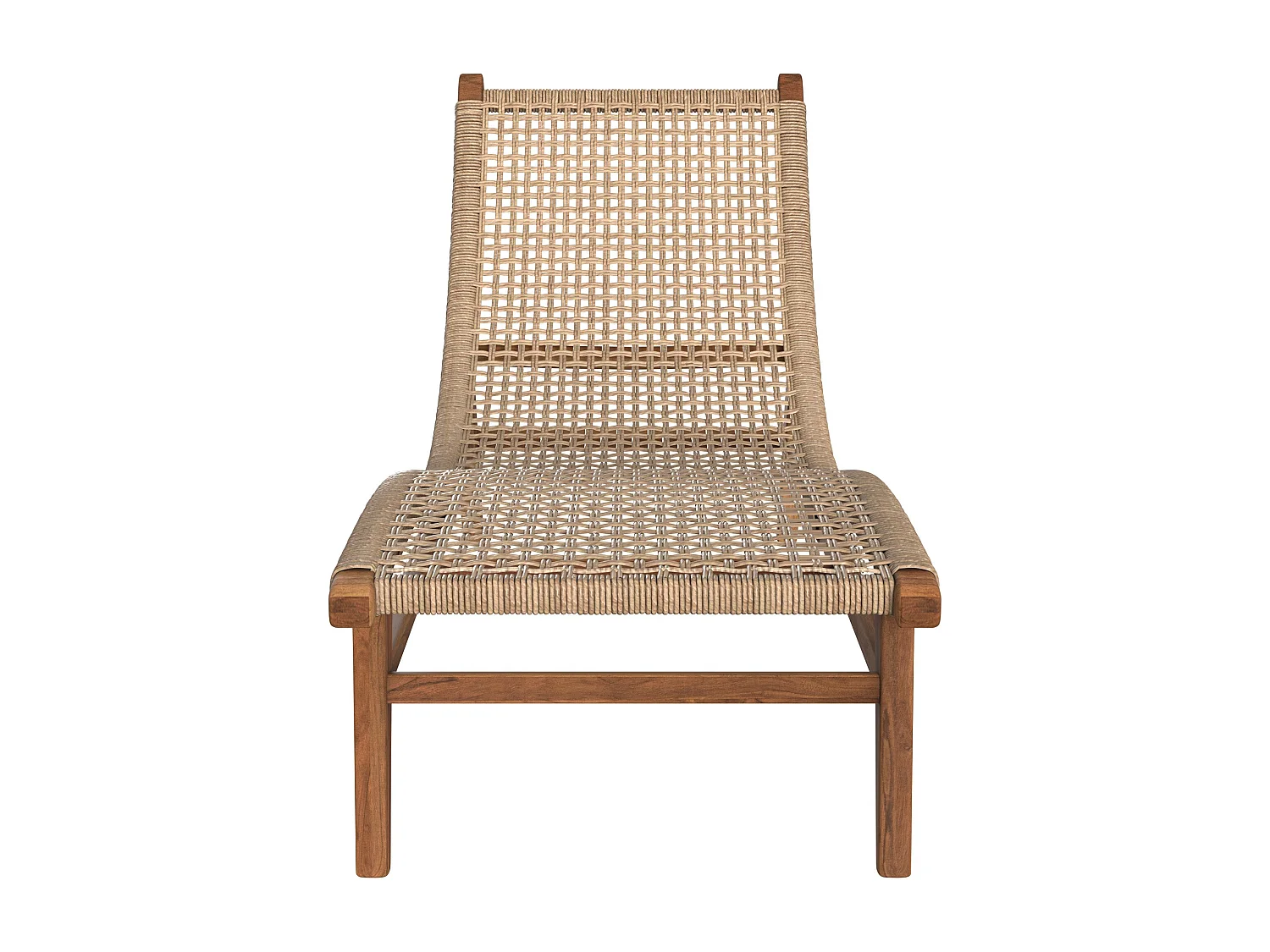 Lettino in legno di teak e giacinto d'acqua sintetico - Bruna