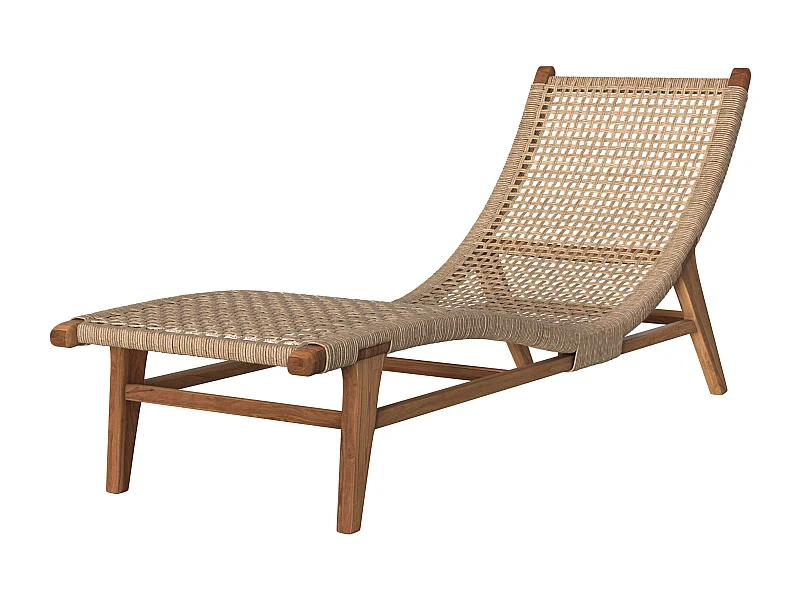 Transat en bois de teck et jacinthe d'eau synthétique - Bruna