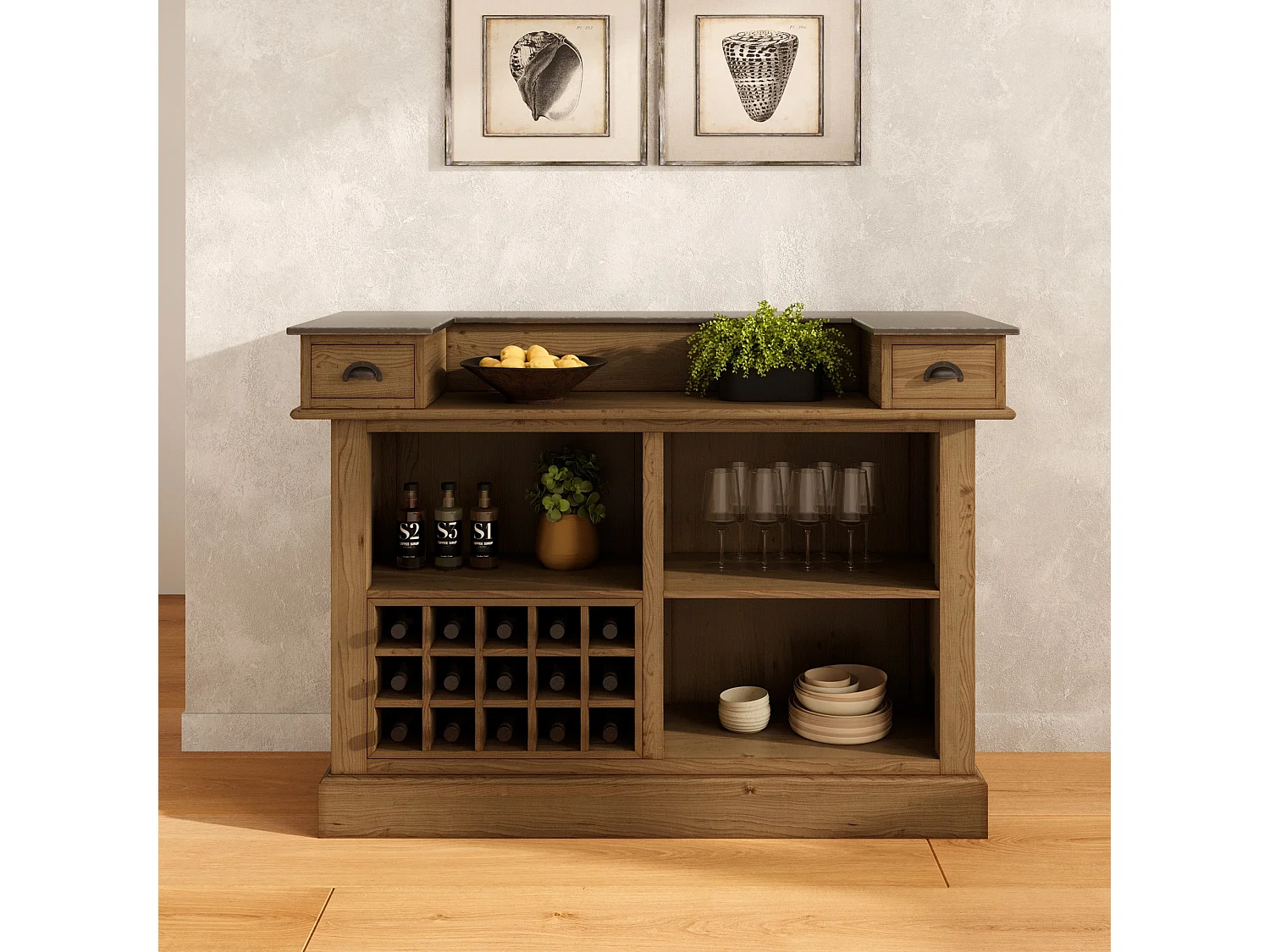 Meuble de bar en bois de cèdre recyclé et métal - Spritz